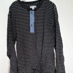 Crewcuts Black and White Striped Henley Shirt